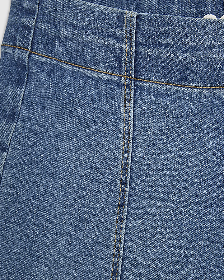 Blue High Waisted Pull On Palazzo Jeans