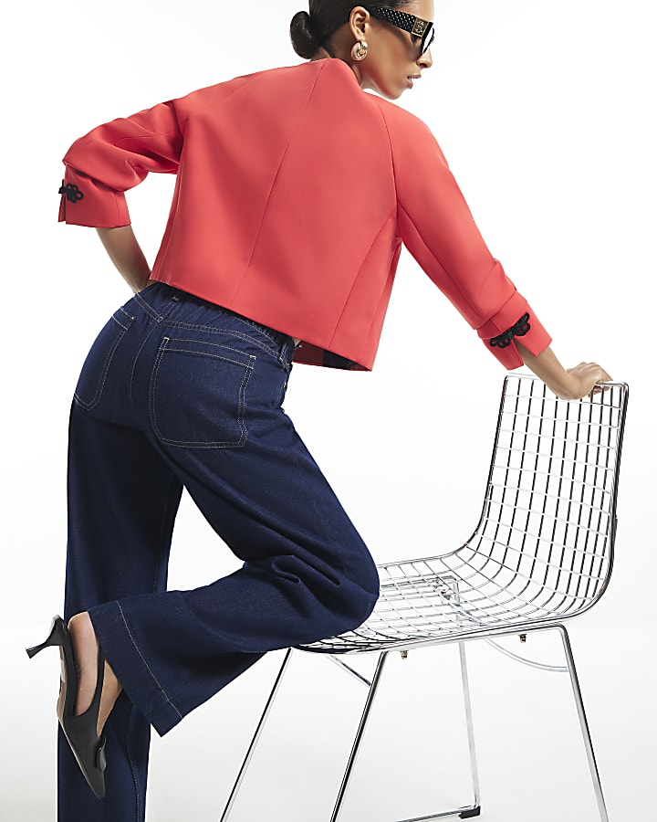 Petite Blue Wide Leg PJ Style Jeans