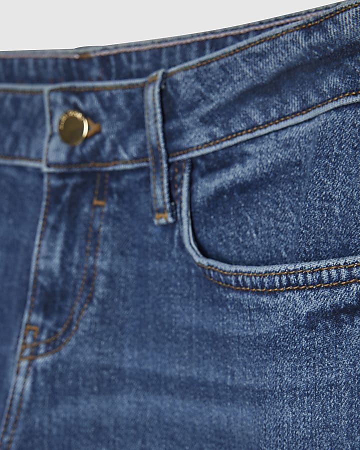 Petite Blue Back Split Seam Bootcut Jeans