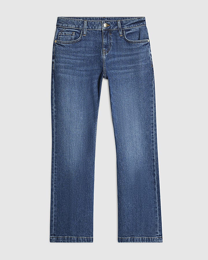 Petite Blue Back Split Seam Bootcut Jeans