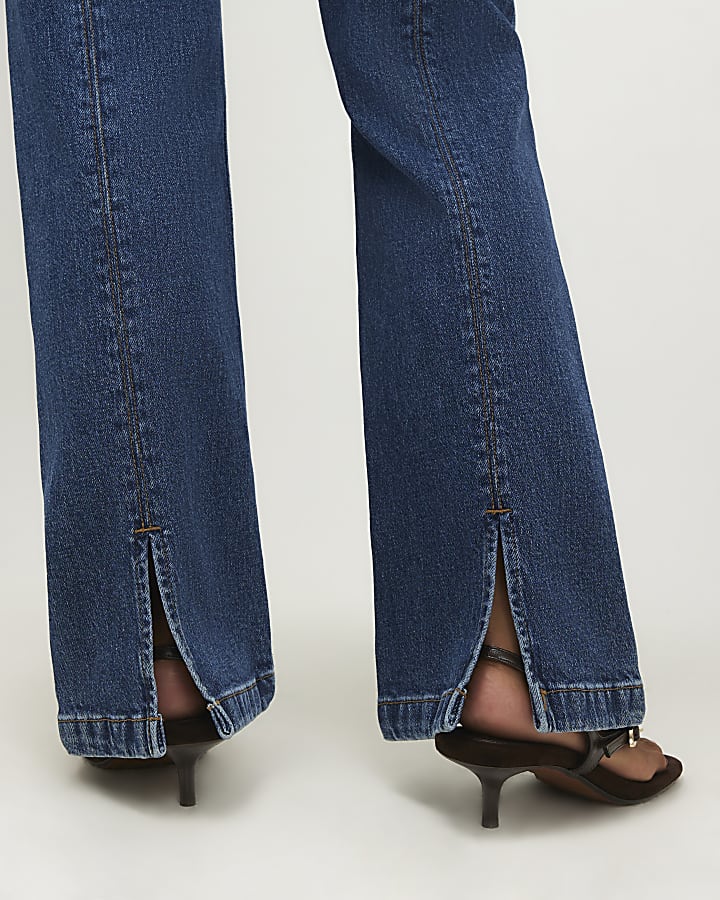 Petite Blue Back Split Seam Bootcut Jeans