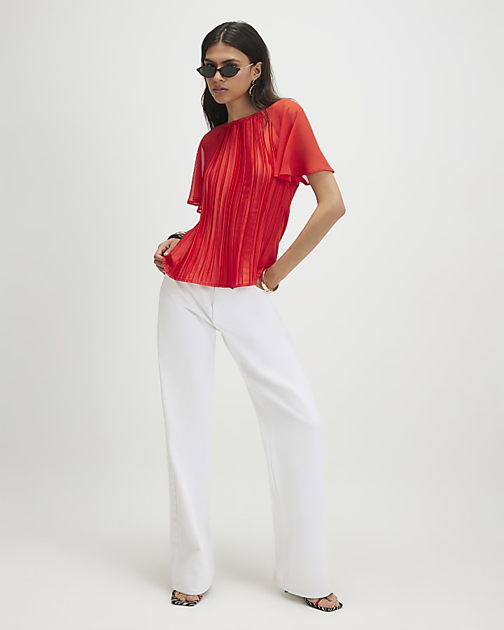 Red Hybrid Crinkle Top