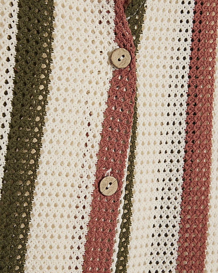 Petite Cream Crochet Stripe Shirt