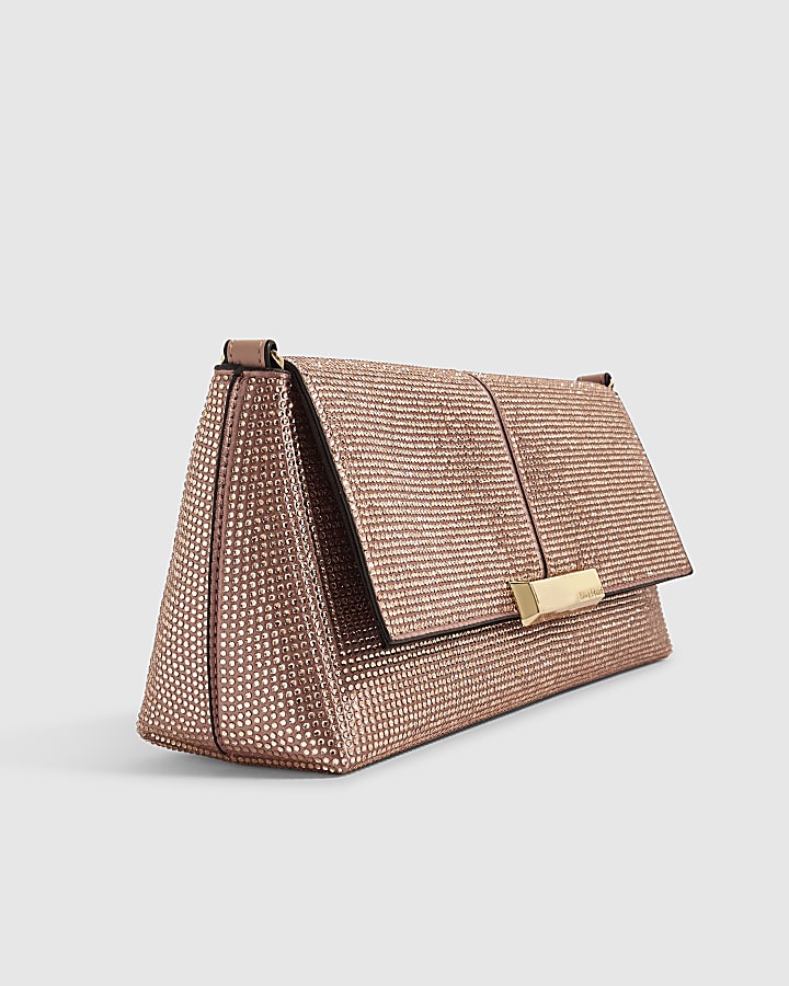 Pink Embellished Flap Over Bag
