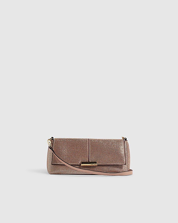 Pink Embellished Flap Over Bag