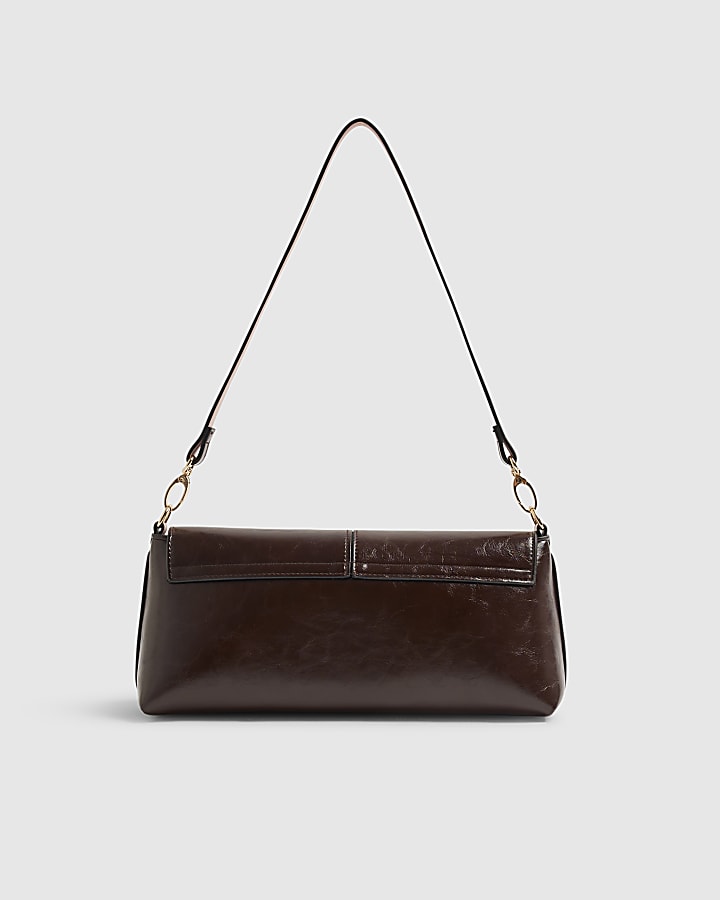 Red Bar Flap Over Clutch Bag