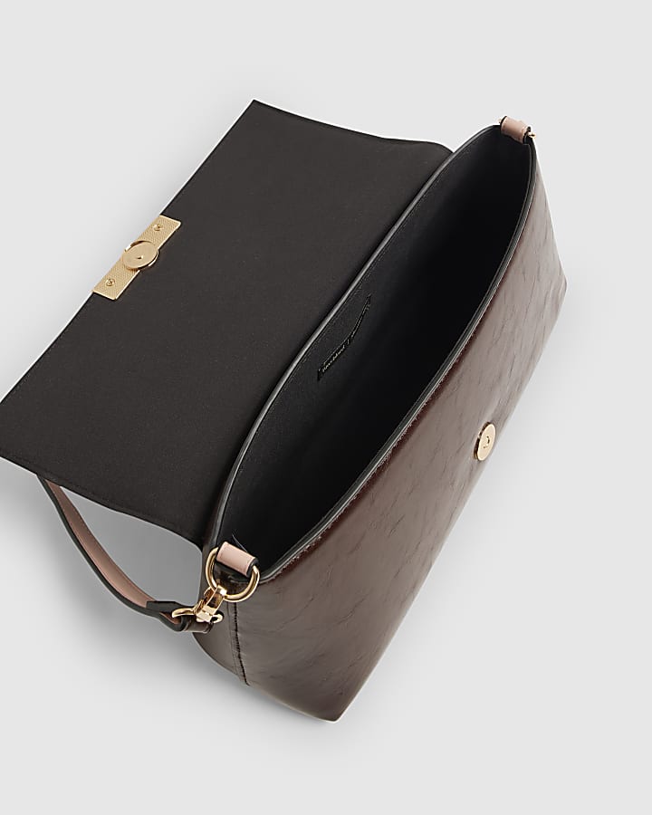 Red Bar Flap Over Clutch Bag
