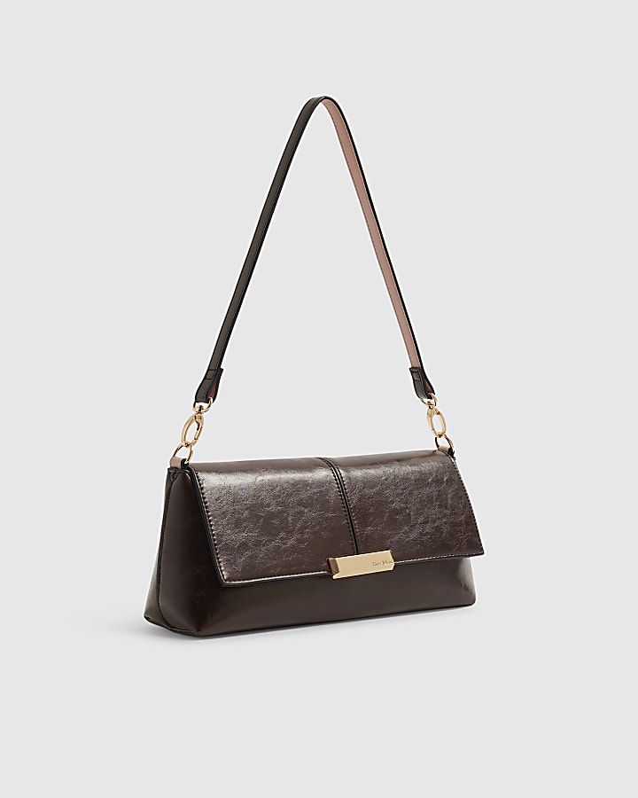 Red Bar Flap Over Clutch Bag