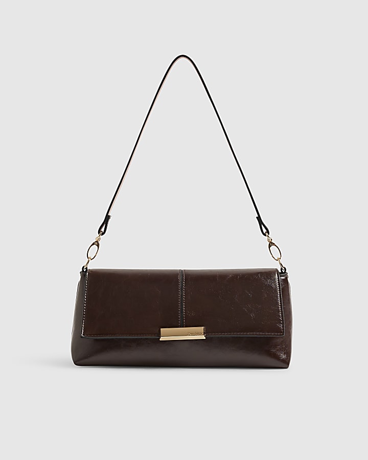Red Bar Flap Over Clutch Bag
