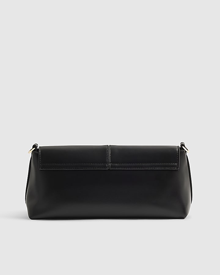 Black Bar Flap Over Clutch Bag