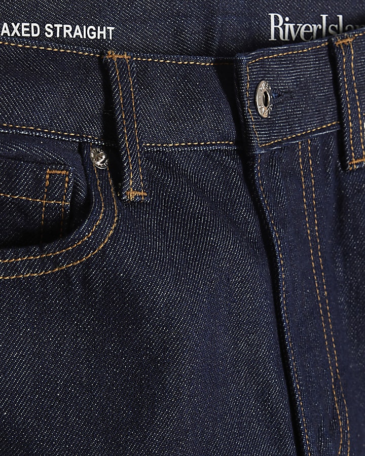 Petite Navy Relaxed Straight Leg Jeans
