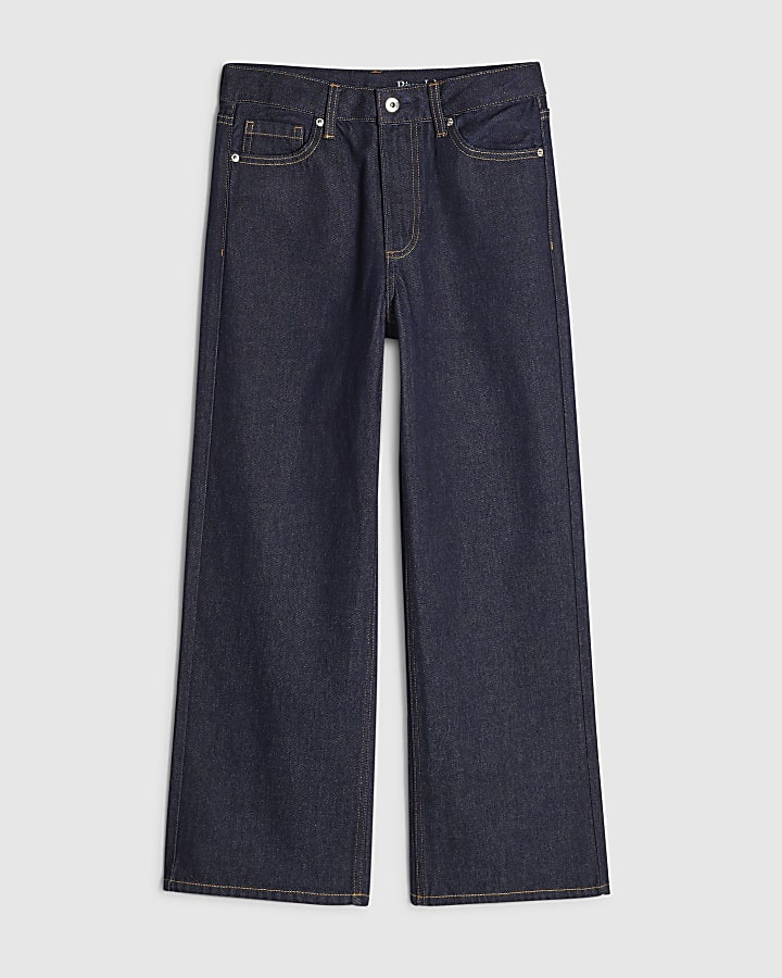 Petite Navy Relaxed Straight Leg Jeans