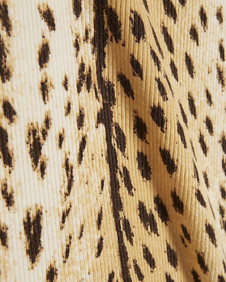 Cream Cotton Blend Animal Print T-Shirt