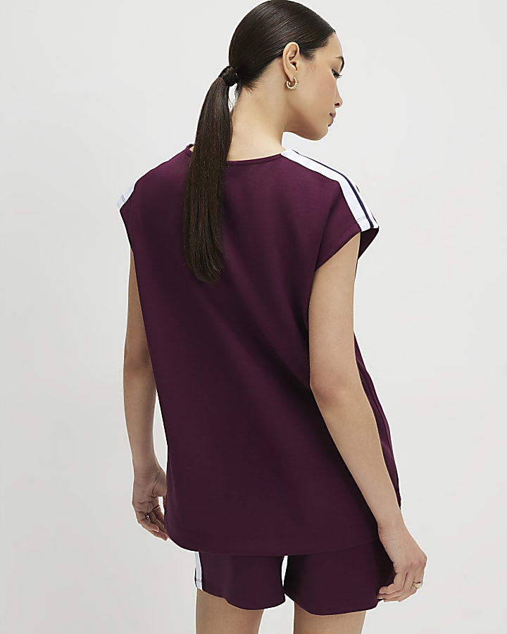 Red Premium Tape V Neck Top