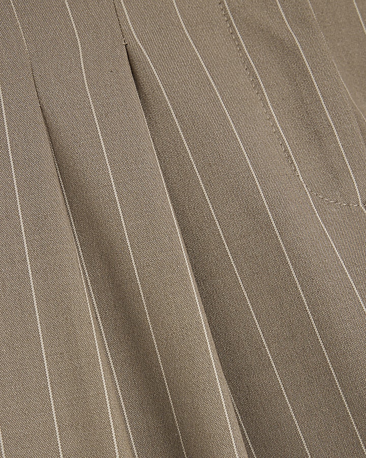 Beige Stripe Wide Leg Trousers