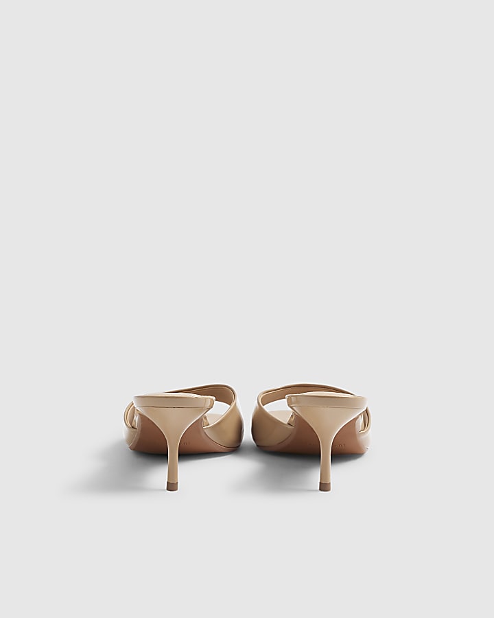 Beige Mule Heeled Sandals