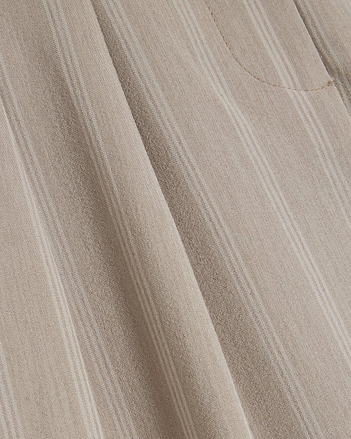 Beige Stripe Wide Leg Trousers