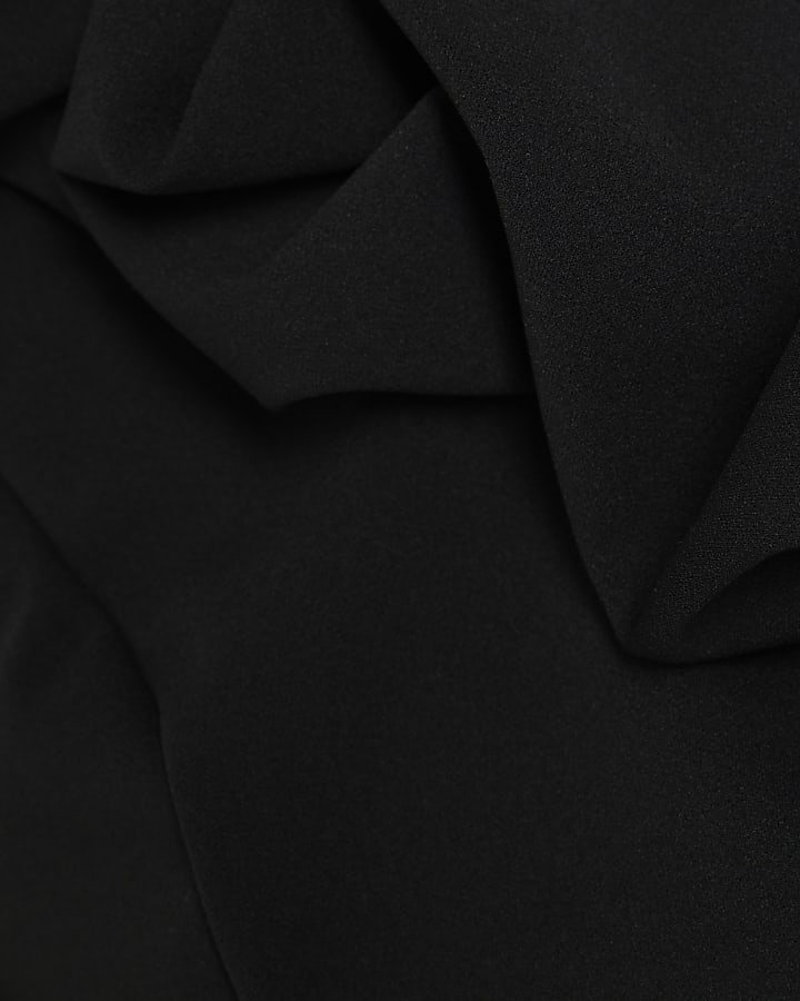 Black Ruffled One Shoulder Top