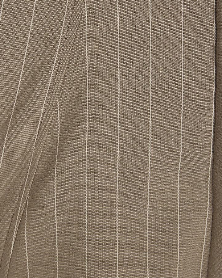 Beige Stripe Long Sleeve Tie Back Shirt