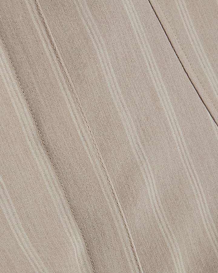 Beige Striped Tie Back Shirt