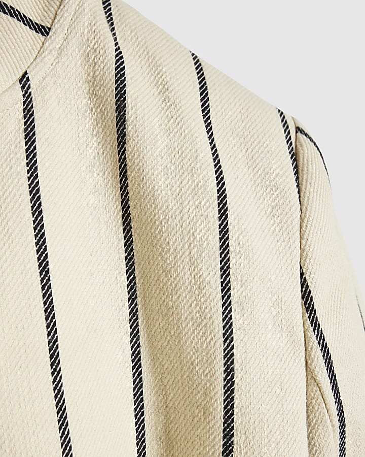 Cream Stripe Military Jacket