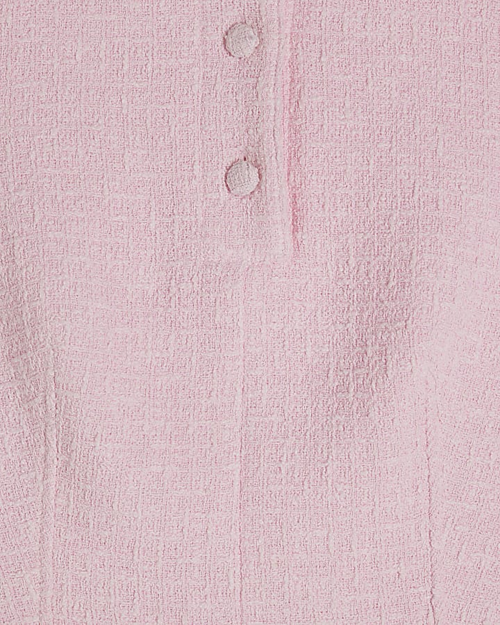 Pink Collared Hybrid Boucle Dress