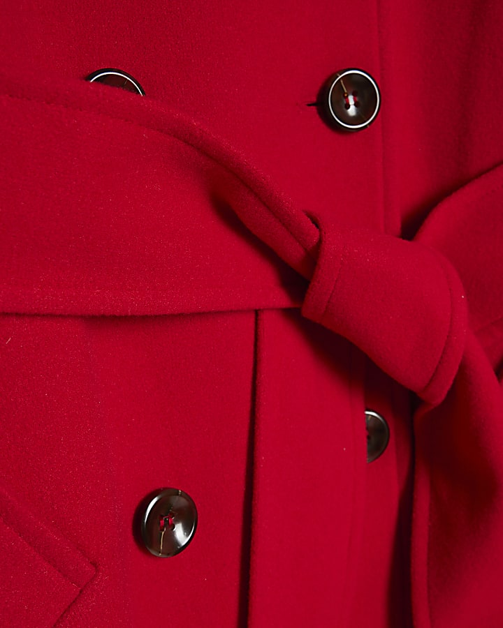 Red Funnel Neck Robe Coat