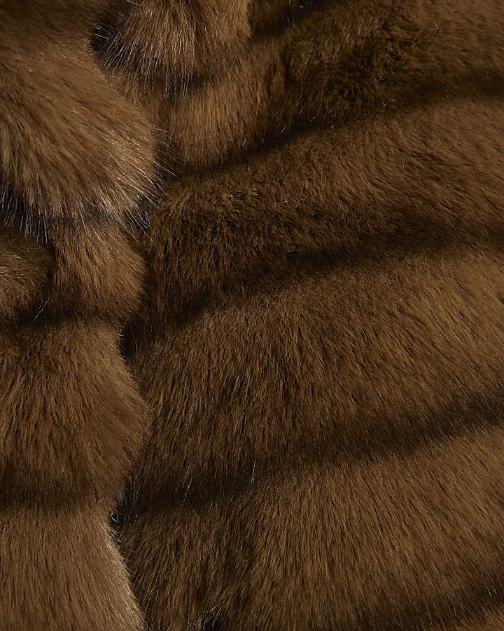 Brown Short Faux Fur Coat