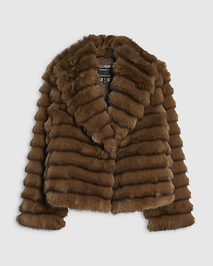 Brown Short Faux Fur Coat