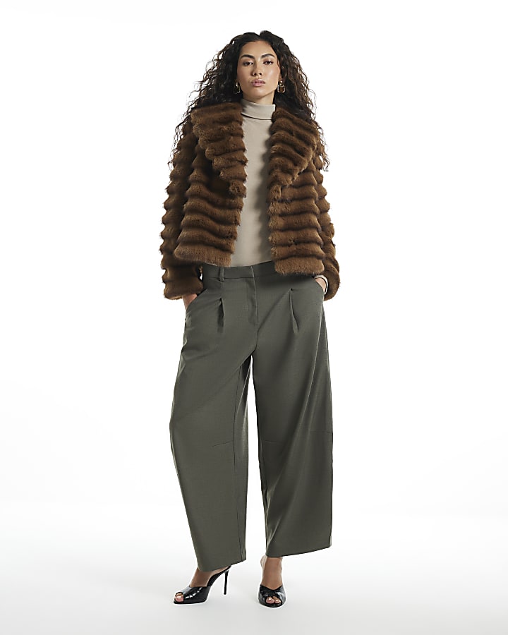 Brown Short Faux Fur Coat