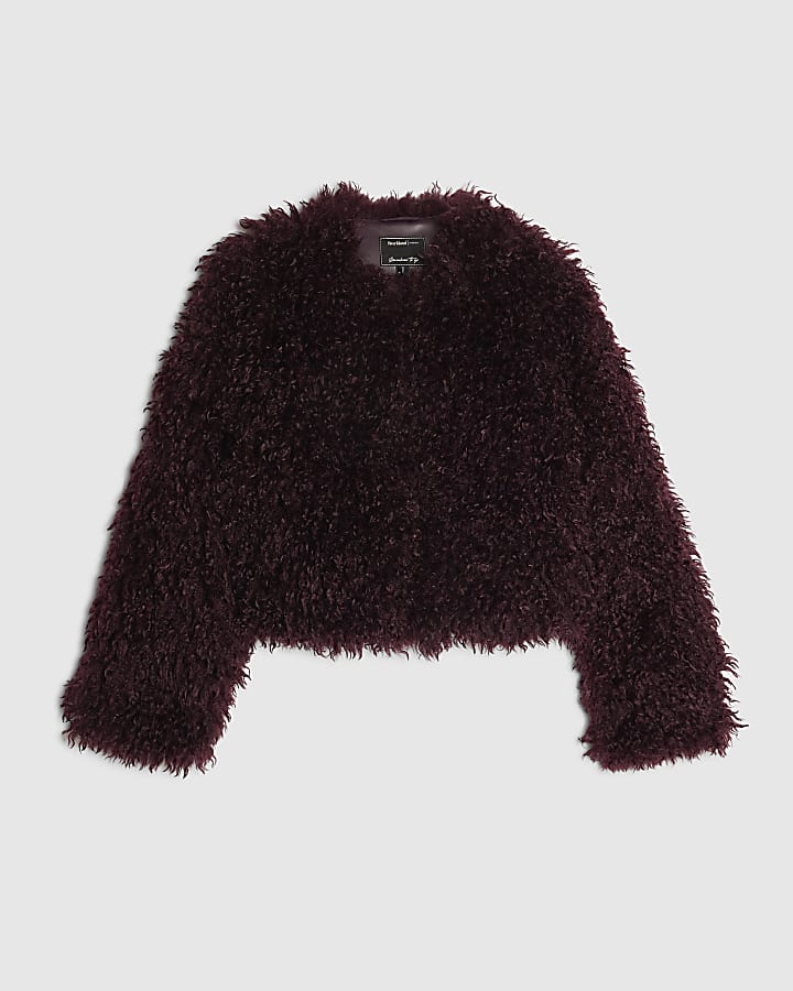 Purple Faux Mongolian Fur Coat