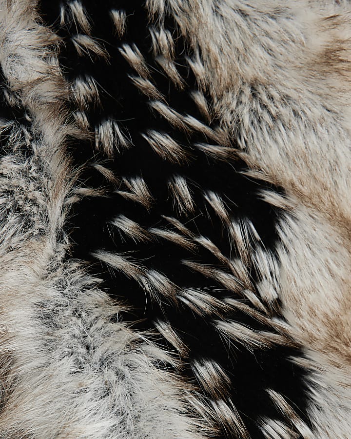 Cream Mixed Faux Fur Plush Coat