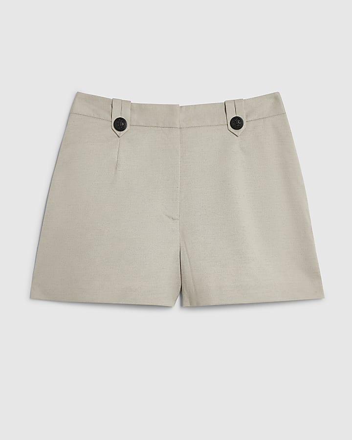 Beige Military Style Shorts