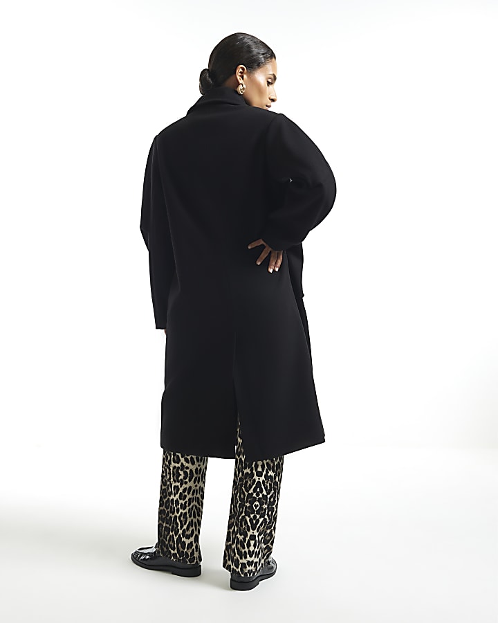 Petite Black Longline Coat