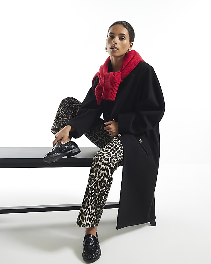Petite Black Longline Coat