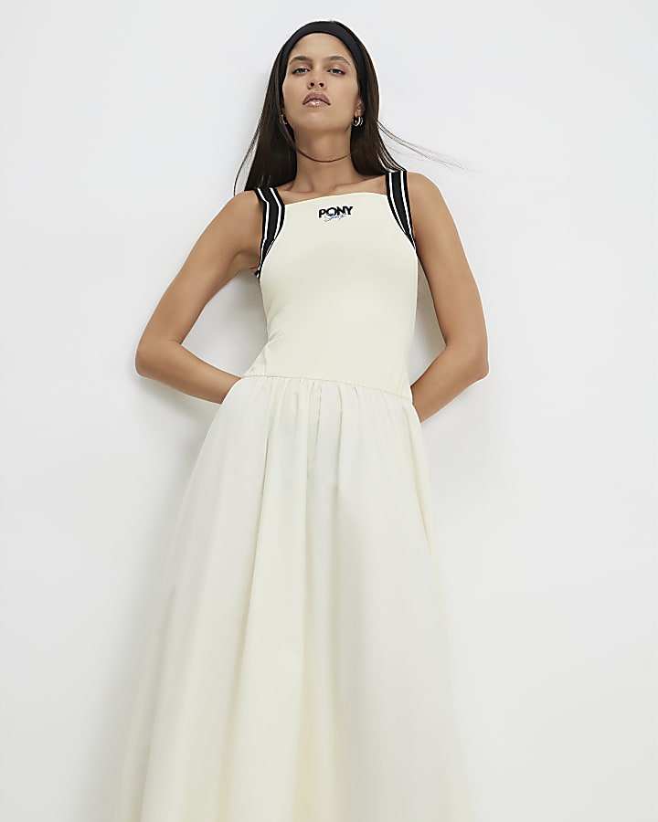 Yellow Pony Tipped Midi Dress