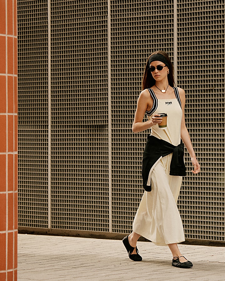 Yellow Pony Tipped Midi Dress