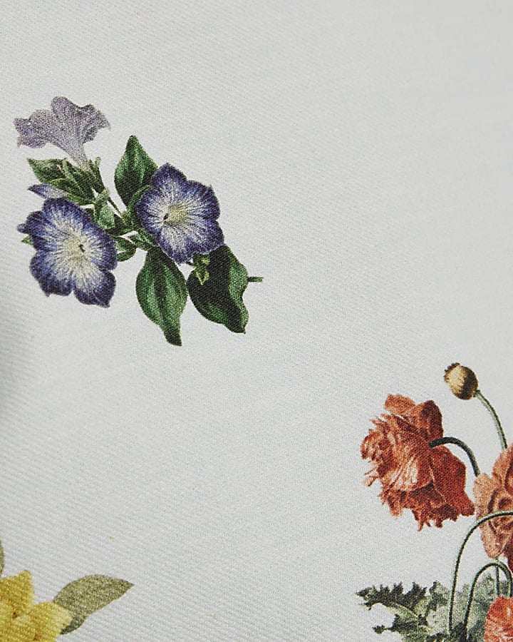 Petite Blue Floral Scallop Trim T-Shirt