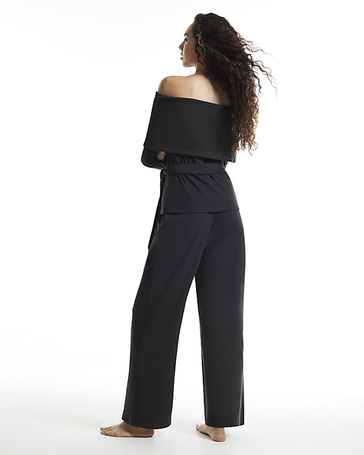Black Bardot Jersey Wide Leg Trouser Set