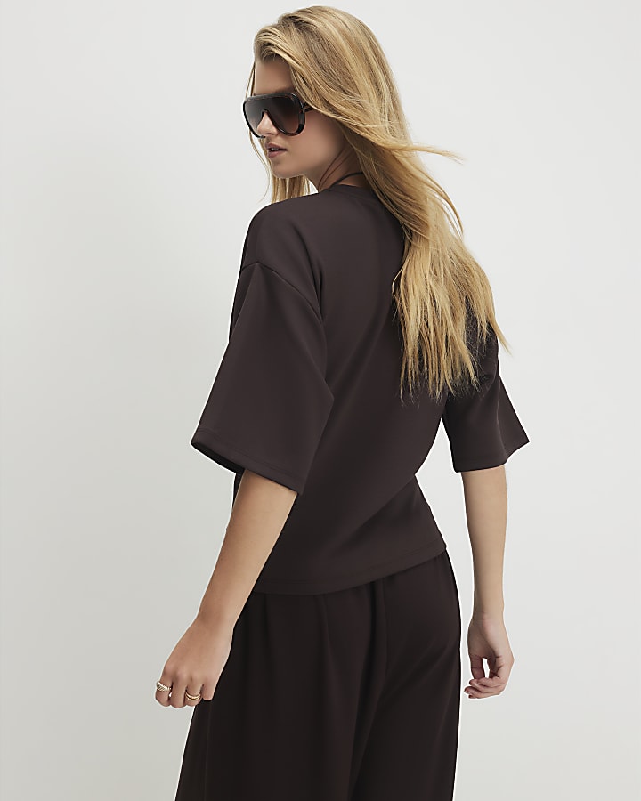 Brown Premium Tuck Side T-Shirt