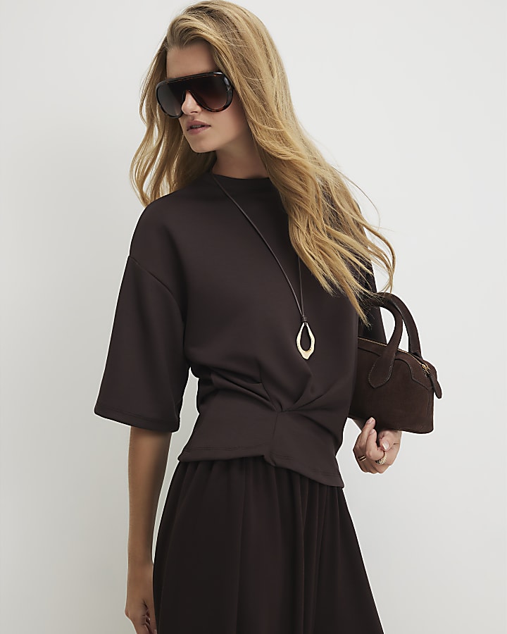 Brown Premium Tuck Side T-Shirt