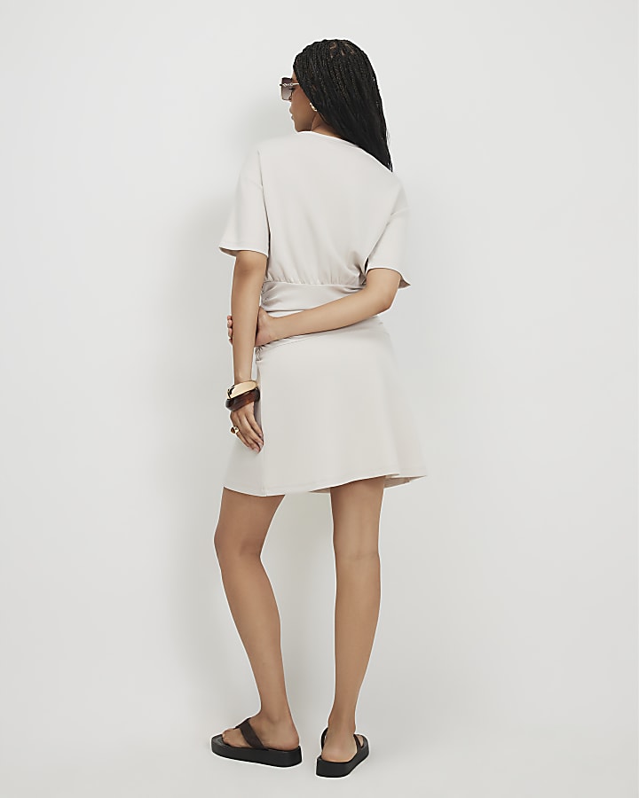 Cream Premium Banded Mini Dress