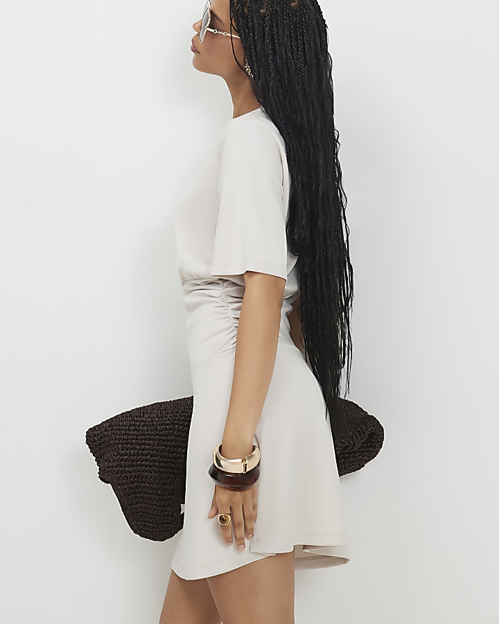 Cream Premium Banded Mini Dress