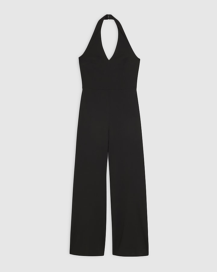 Black Sleeveless Halter Neck Jumpsuit