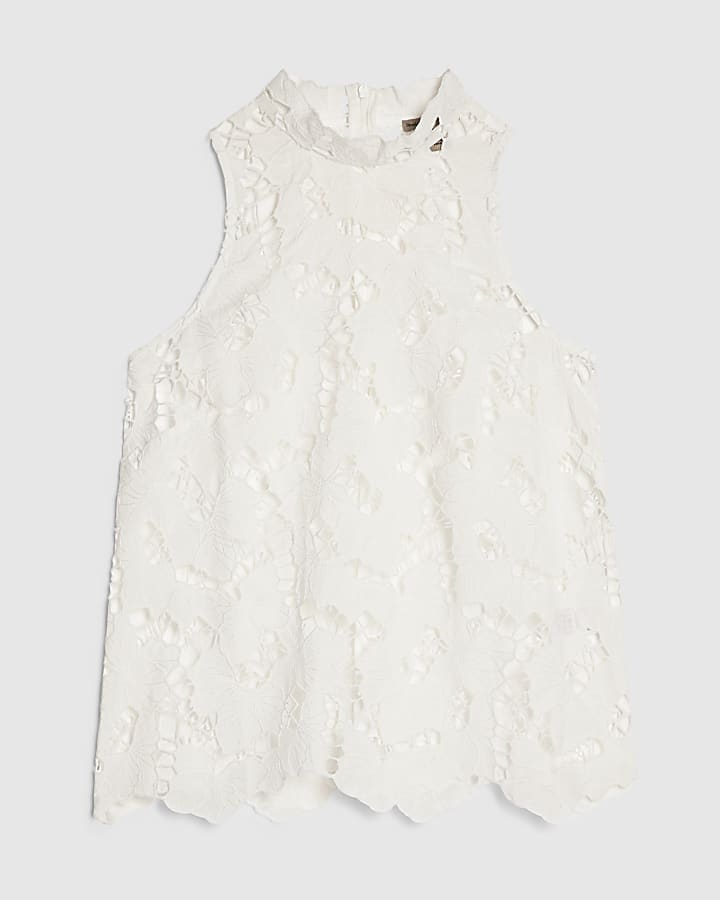 White Lace Sleeveless Top