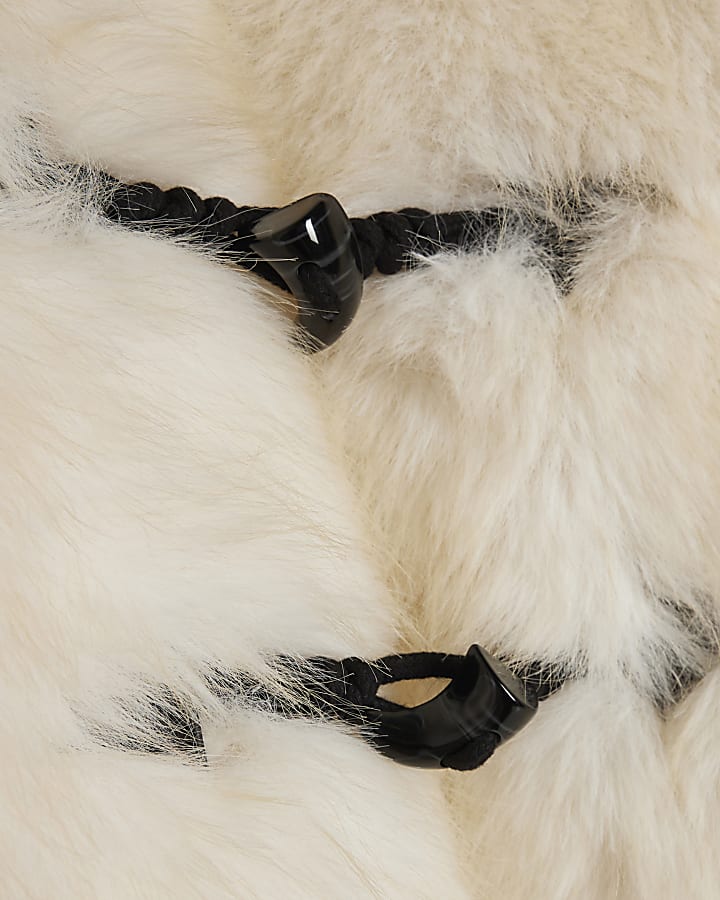 Cream Toggle Hardware Faux Fur Coat