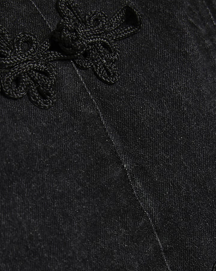Black Stretch Denim Sleeveless Waistcoat