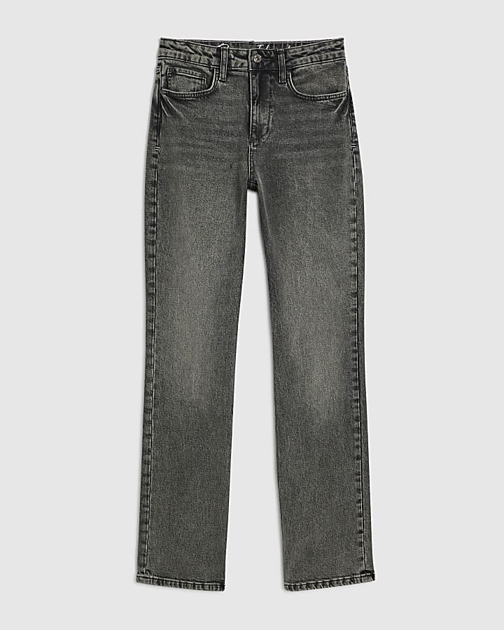Grey Stretch Straight Leg Jeans