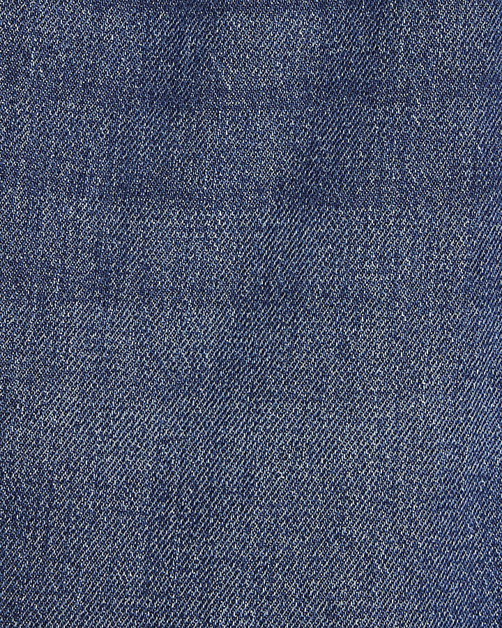 Petite Blue Belted Stretch Straight Leg Jeans
