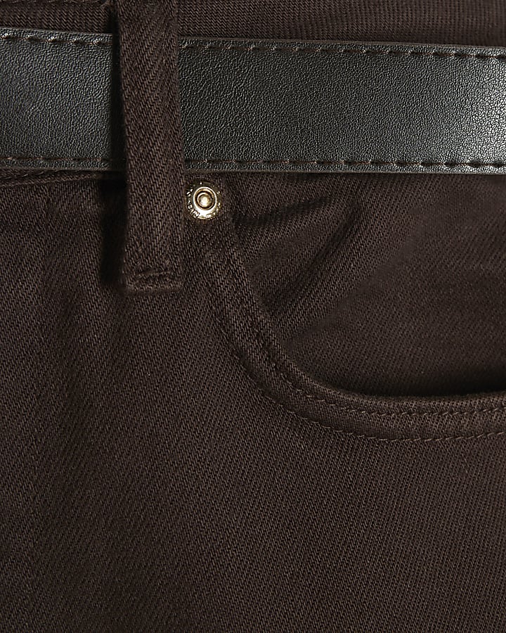Petite Brown Stretch Straight Leg Jeans